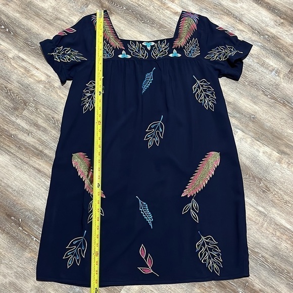 Sunny Oceans Navy Blue Square Neck Embroidered Dress or Swimsuit Cover Up Large - Picture 7 of 12
